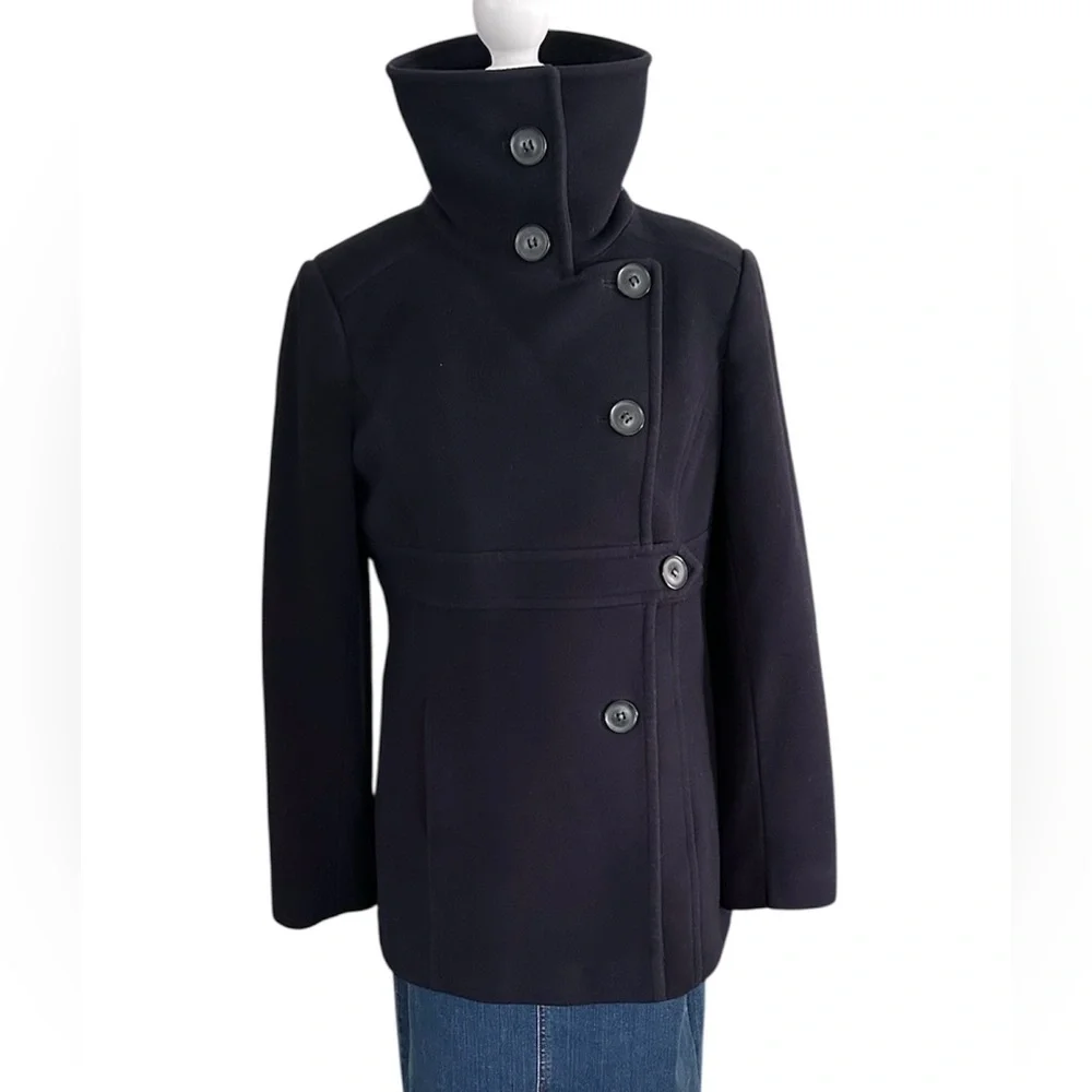 DKNY Vintage Prussian (Navy) Blue Wool Nylon Cashmere Fully Lined Peacoat Size 8